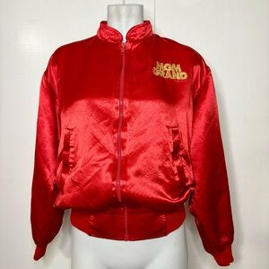 Vintage 90s Betty Boop MGM Grand Casino Red Satin Zip Up Bomber Jacket